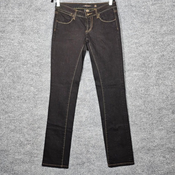 Ed Hardy Denim - Ed Hardy Christian Audigier Womens Black Straight Leg Jeans Geisha Embroidery 28